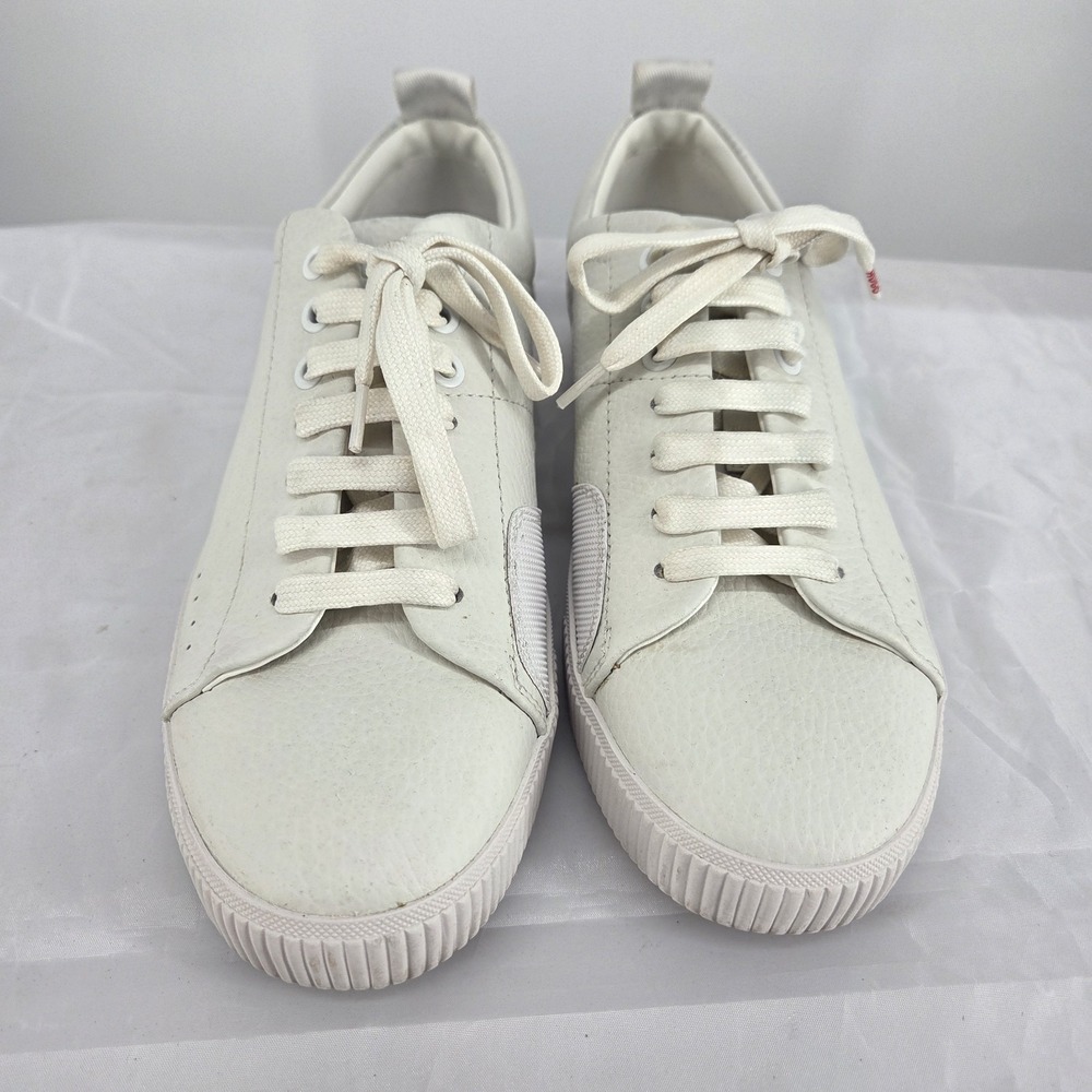 Hugo By Hugo Boss Zero Tennis Sneakers Size 7.5 Grained Leather Low Top, White